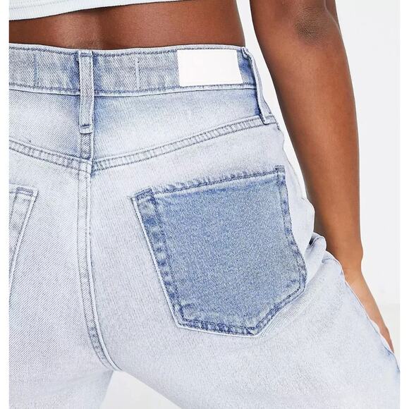 Hollister Patchwork Straight Leg Jeans Blue Two Tone Denim Size 25 - Picture 9 of 10